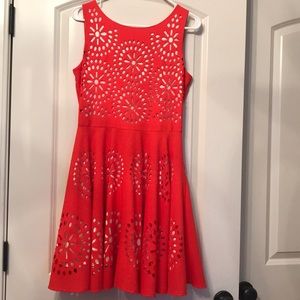 Orange and Gold Fit and Flare Dress